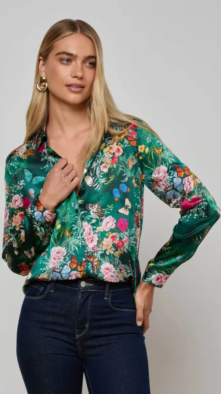 Tyler Long Sleeve Blouse Bottle Green sold by Isola Rancho Santa Fe