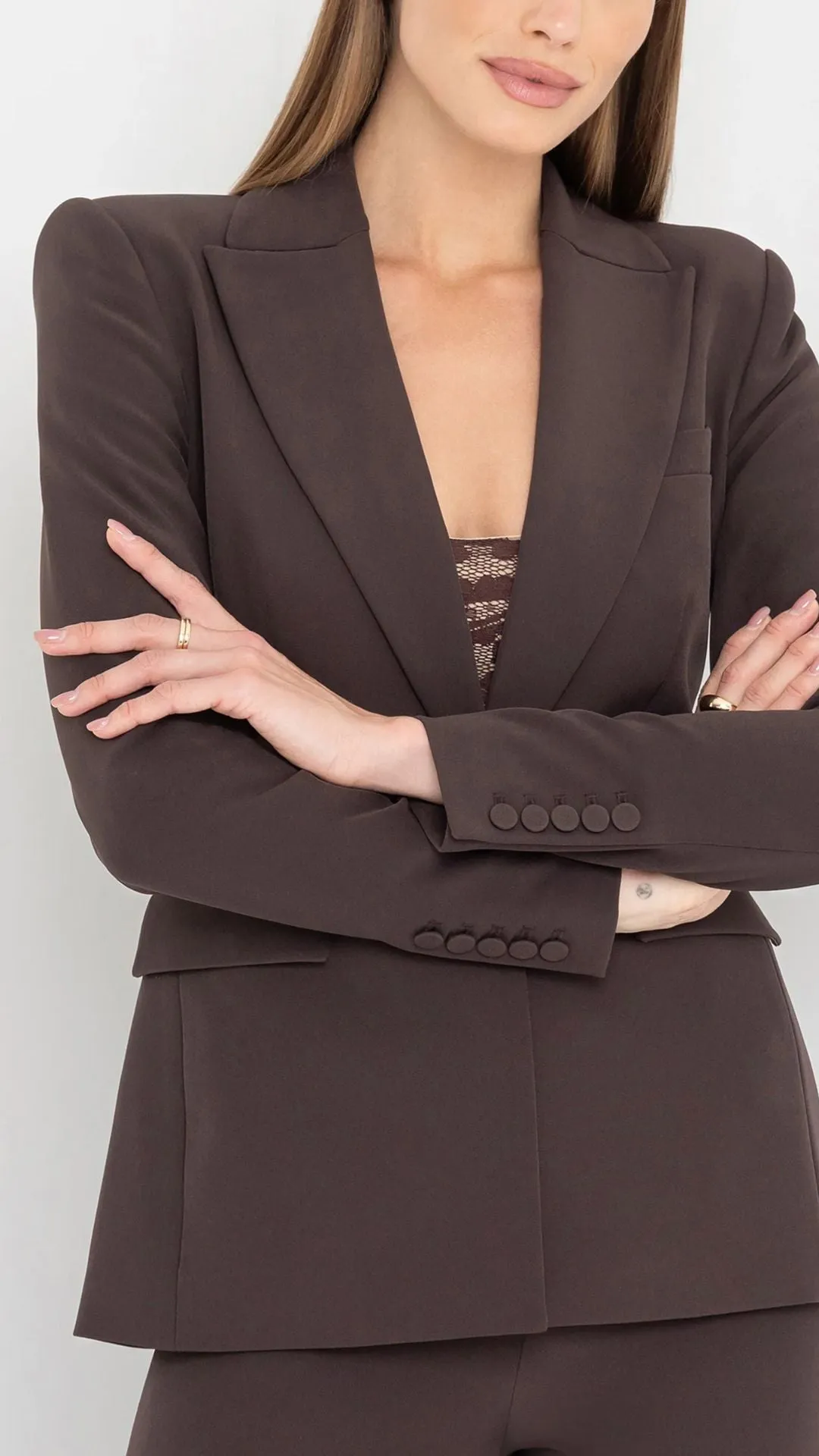 Aimee Crepe Blazer Chocolate sold by Isola Rancho Santa Fe product image thumbnail 3