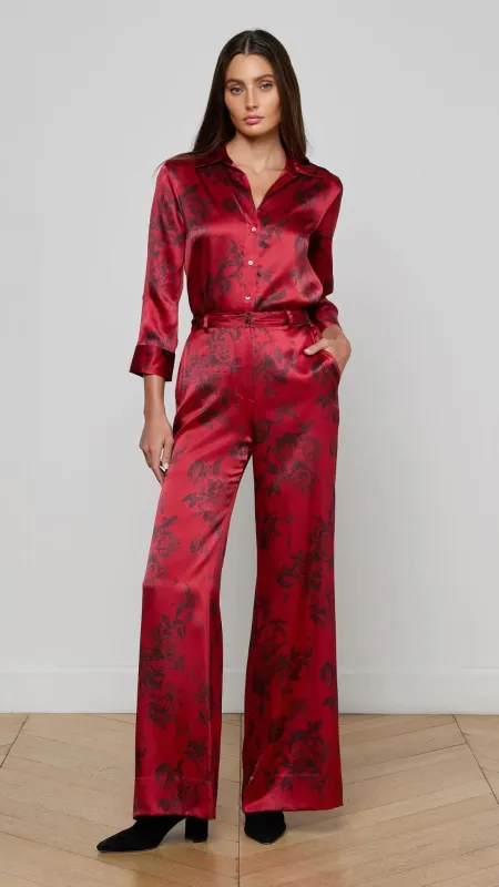 Pilar Wide Leg Pant Burgundy sold by Isola Rancho Santa Fe