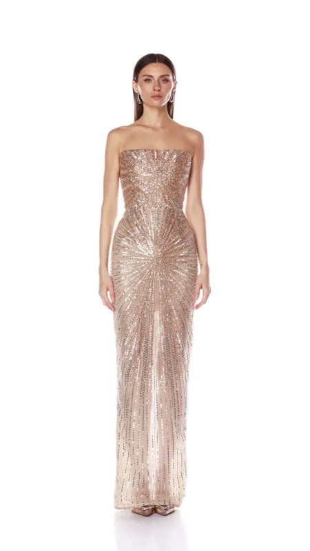 Dahlia Champagne Strapless Maxi sold by Isola Rancho Santa Fe