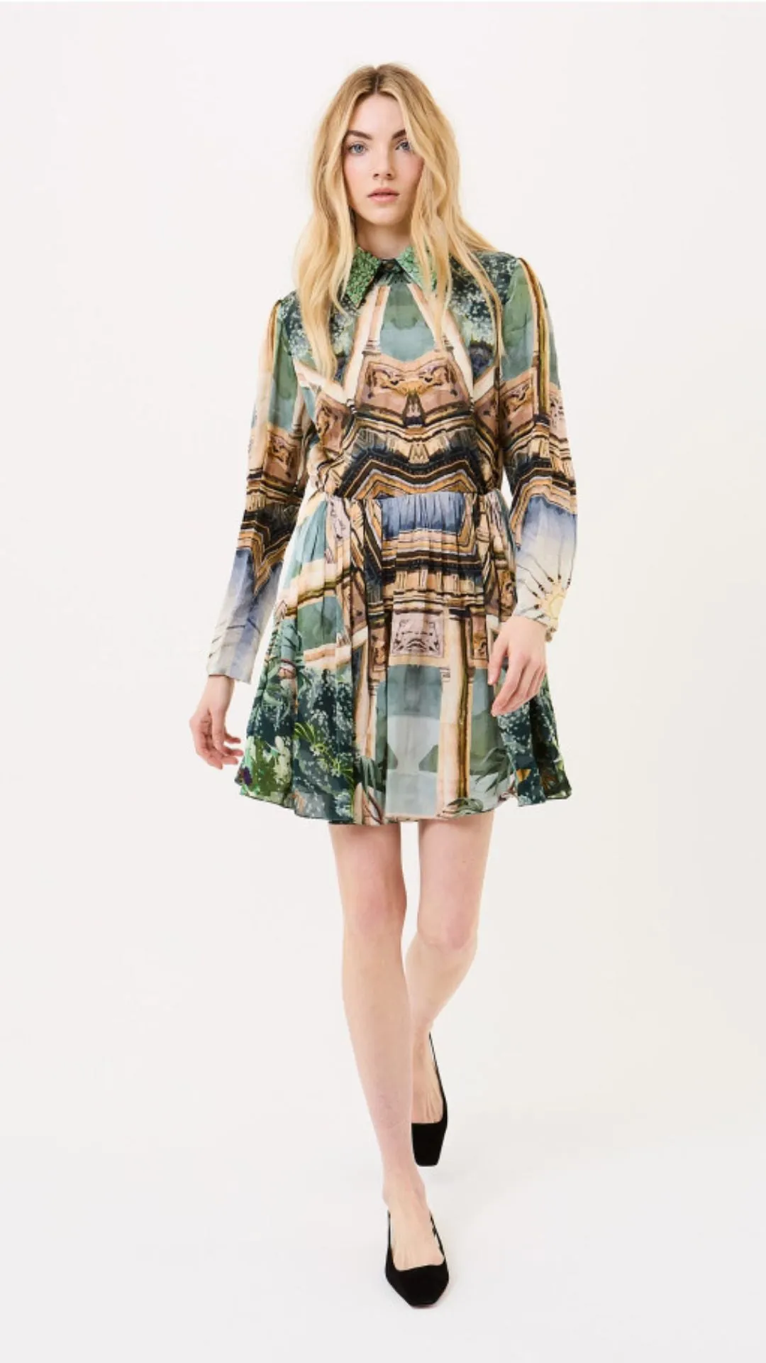 Palm and Prism Collared Dress sold by Isola Rancho Santa Fe