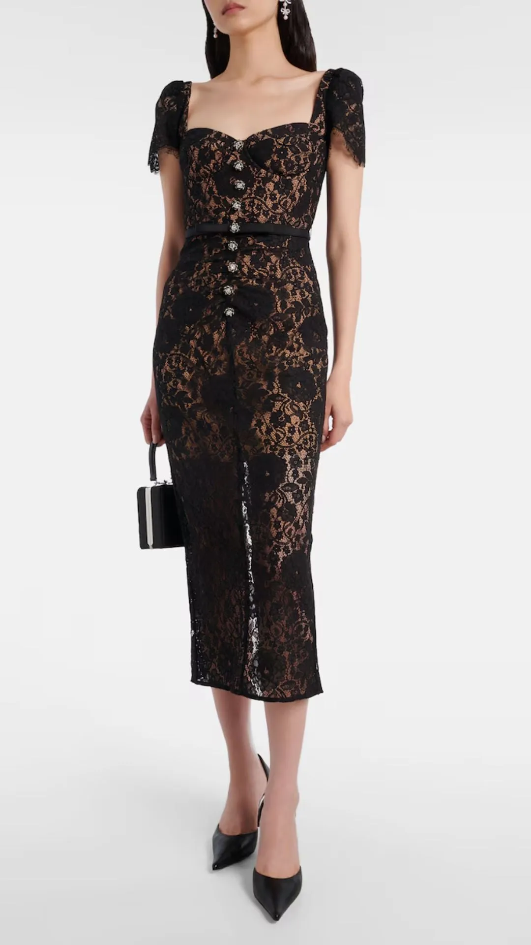 Black Sweetheart Lace Midi Dress sold by Isola Rancho Santa Fe product image thumbnail 2