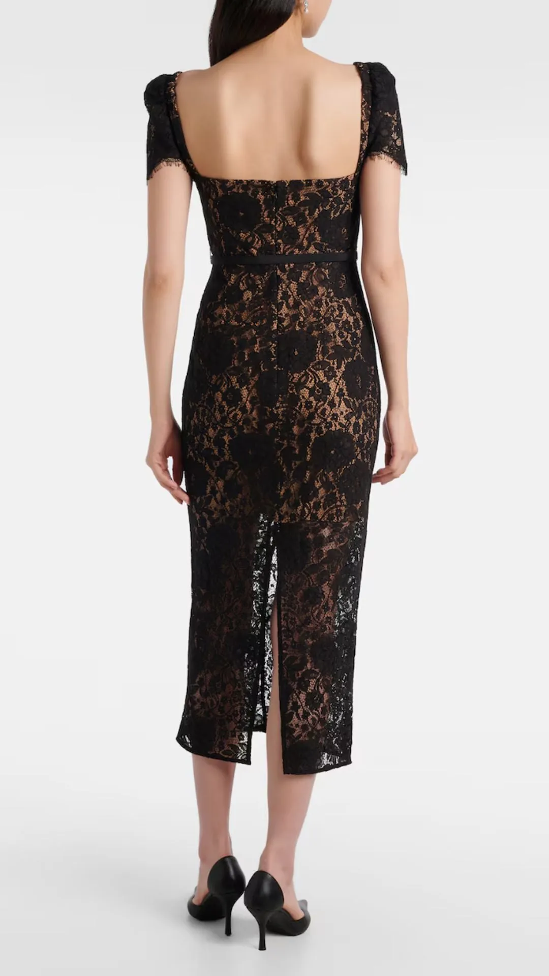 Black Sweetheart Lace Midi Dress sold by Isola Rancho Santa Fe product image thumbnail 4