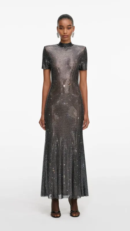 Gunmetal Rhinestone Mesh Dress sold by Isola Rancho Santa Fe