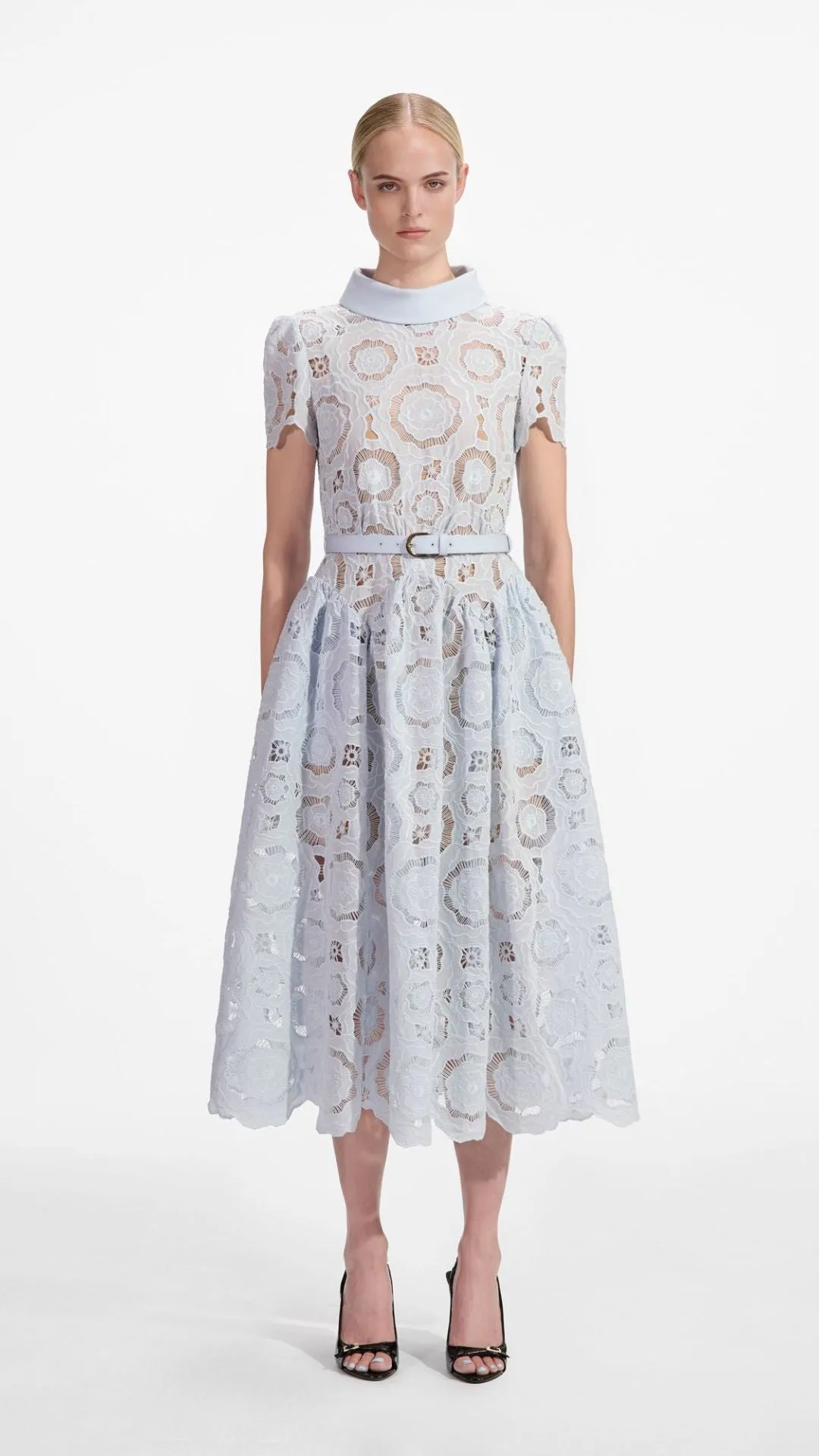 Blue Floral Lace Midi Dress sold by Isola Rancho Santa Fe