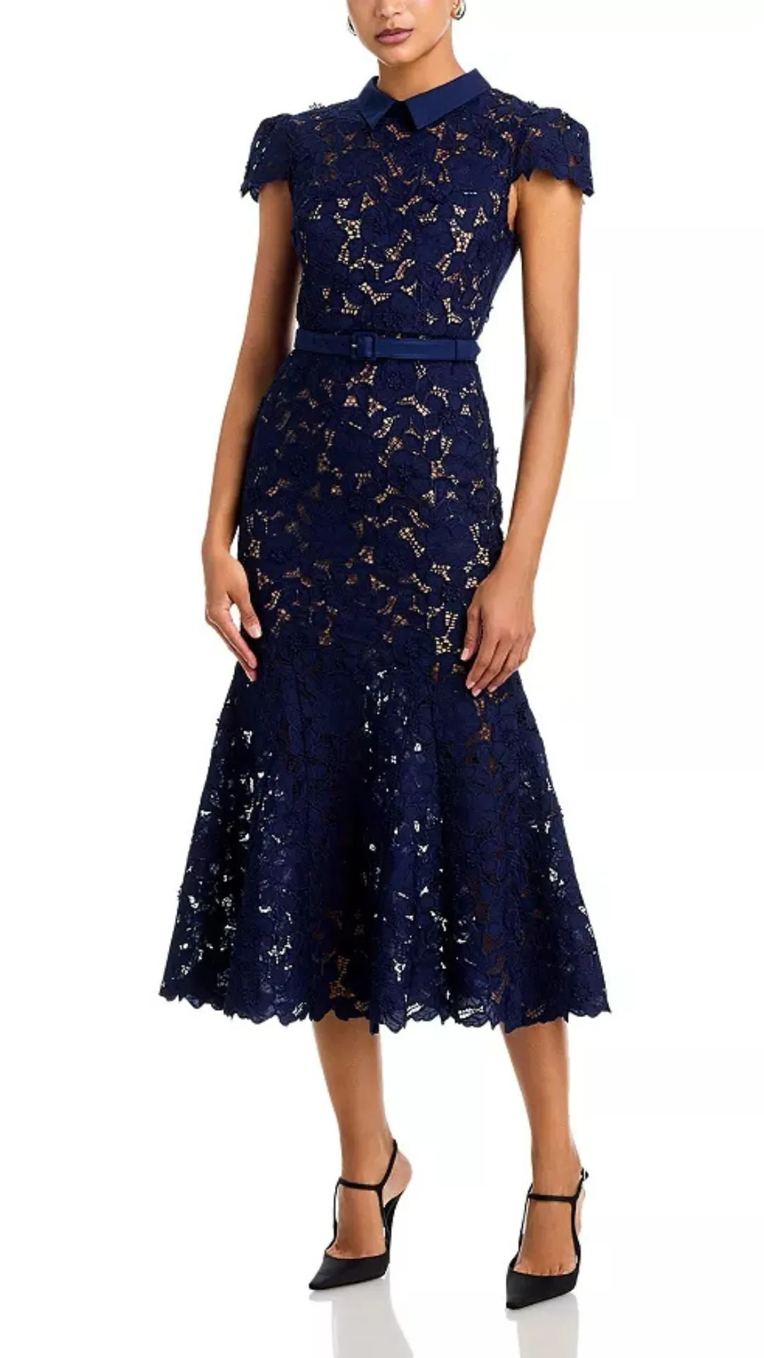 Navy Guipure Lace Midi Dress sold by Isola Rancho Santa Fe product image thumbnail 3