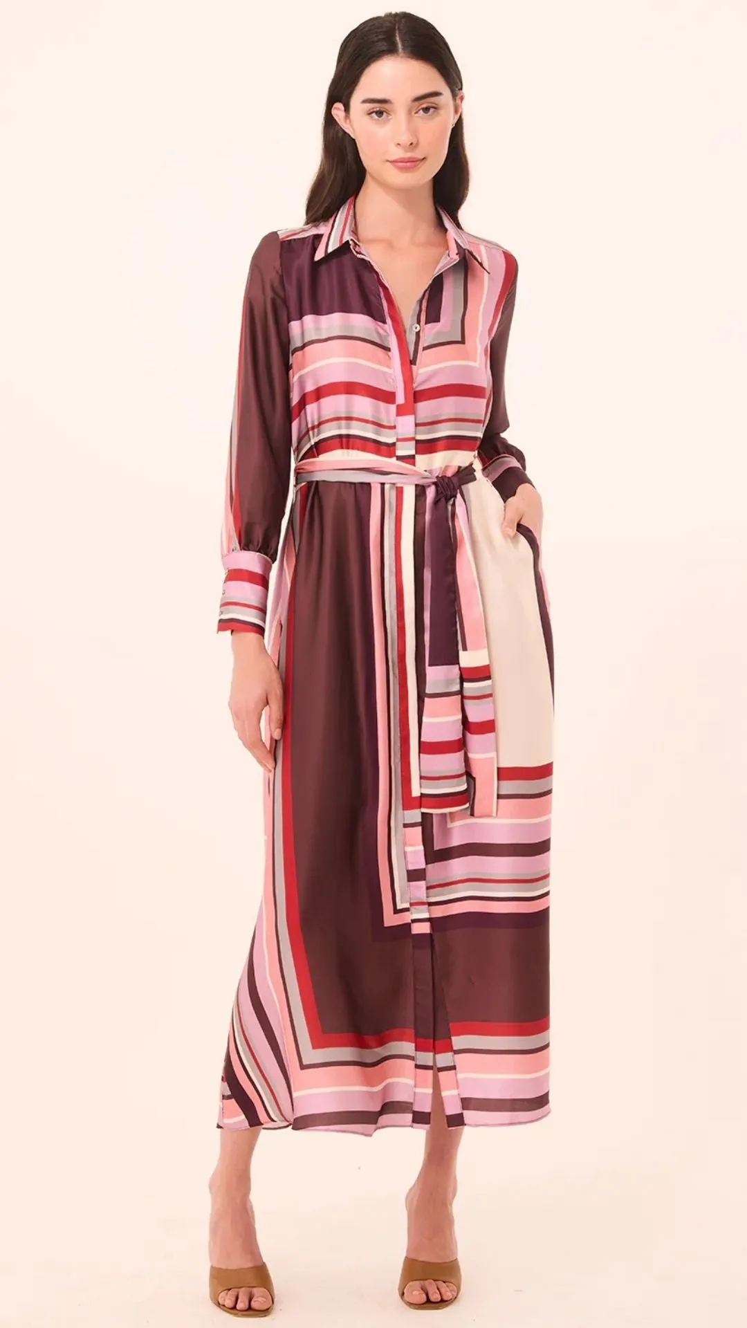 Herminia Dress Chocolate Stripe sold by Isola Rancho Santa Fe