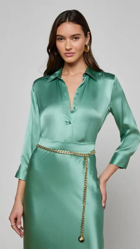 Dani Silk Blouse Malachite Green made by L'AGENCE