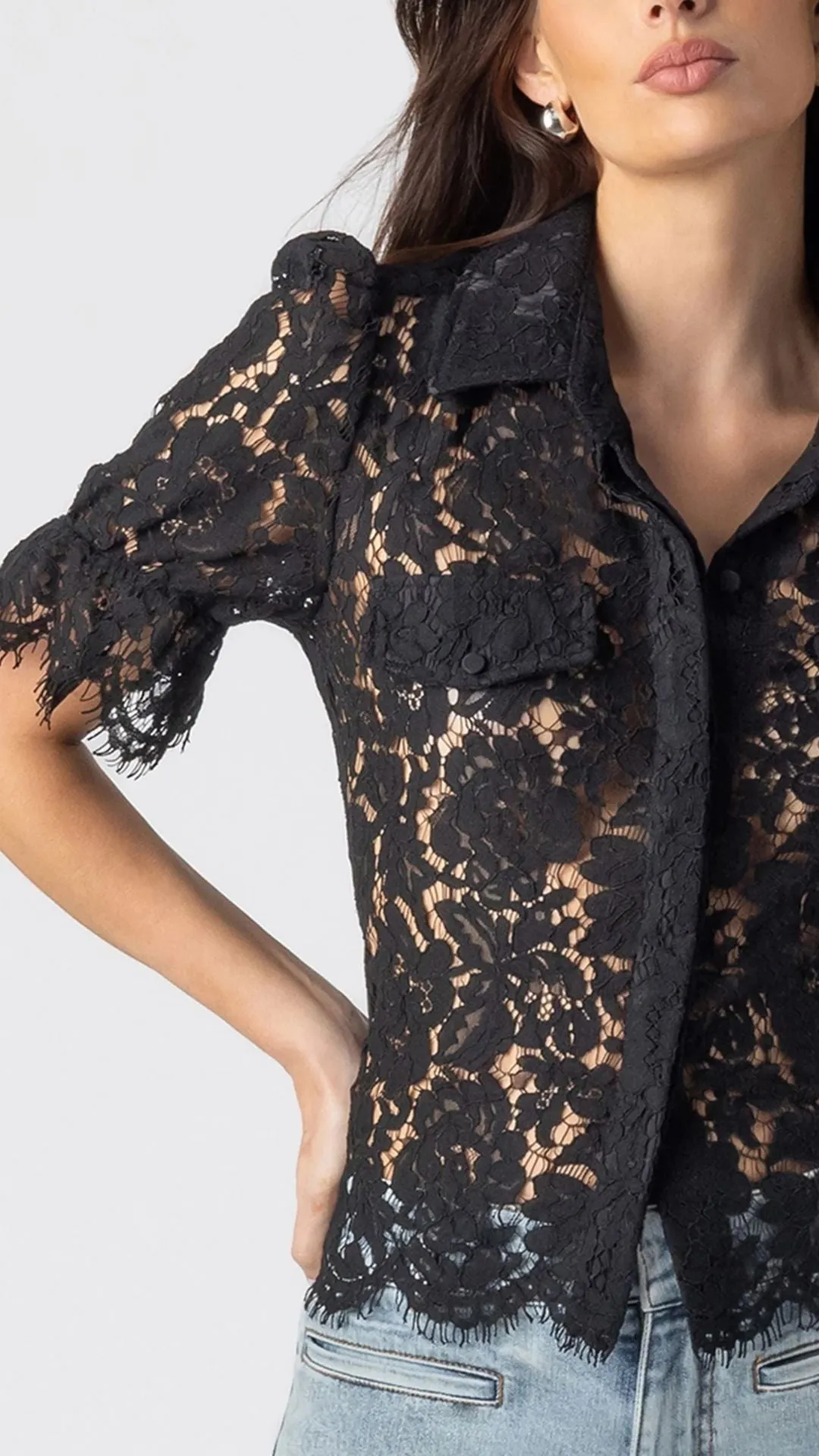 Mina lace Shirt Black / Pink sold by Isola Rancho Santa Fe product image thumbnail 5