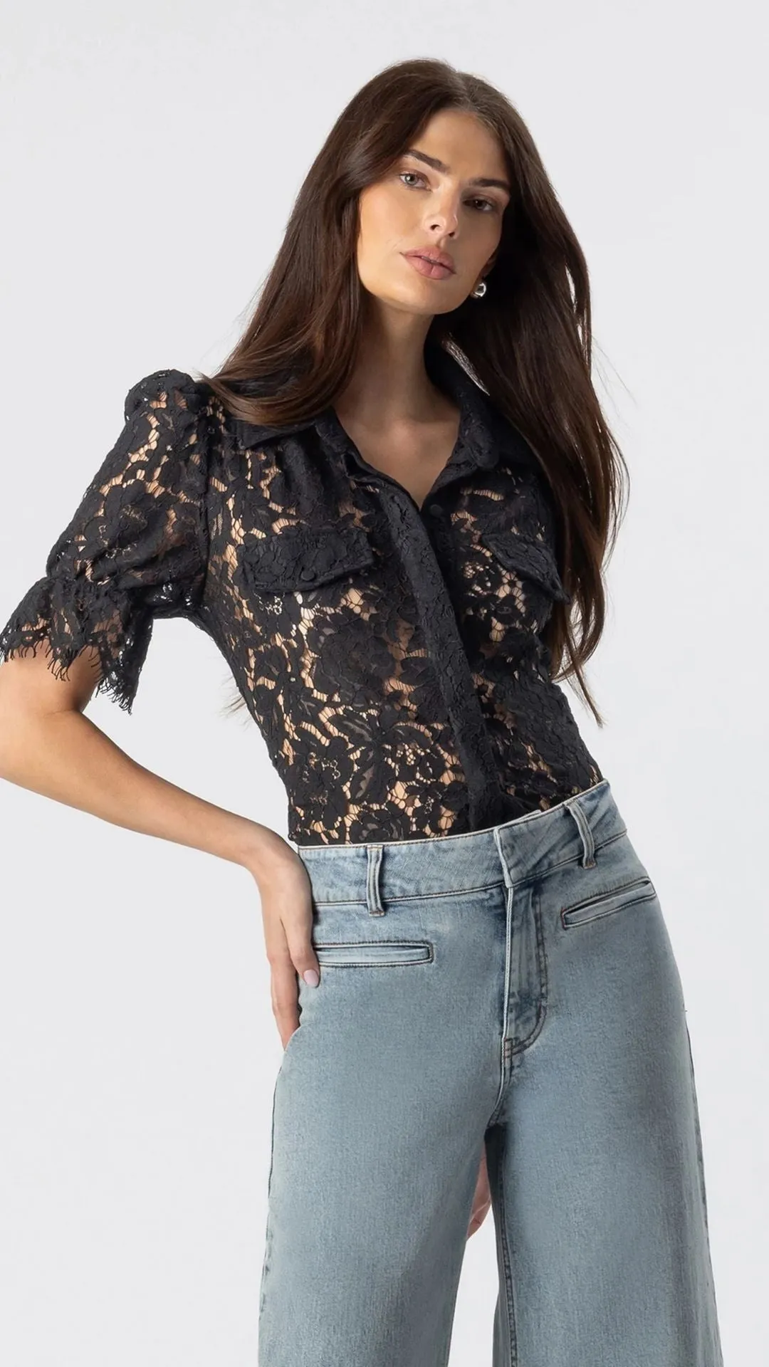 Mina lace Shirt Black / Pink sold by Isola Rancho Santa Fe product image thumbnail 3