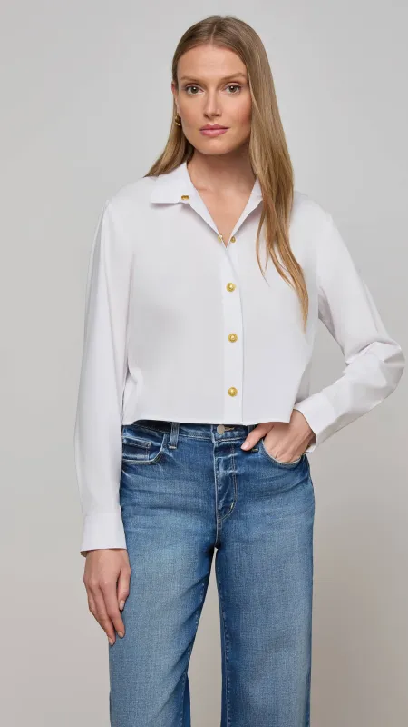 Cosette Crop High Low Shirt White made by L'AGENCE