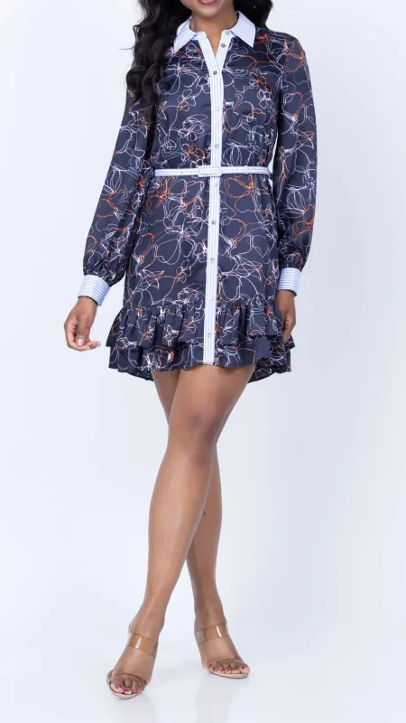 Malva Linework Floral Tirza Dress made by cinq a sept