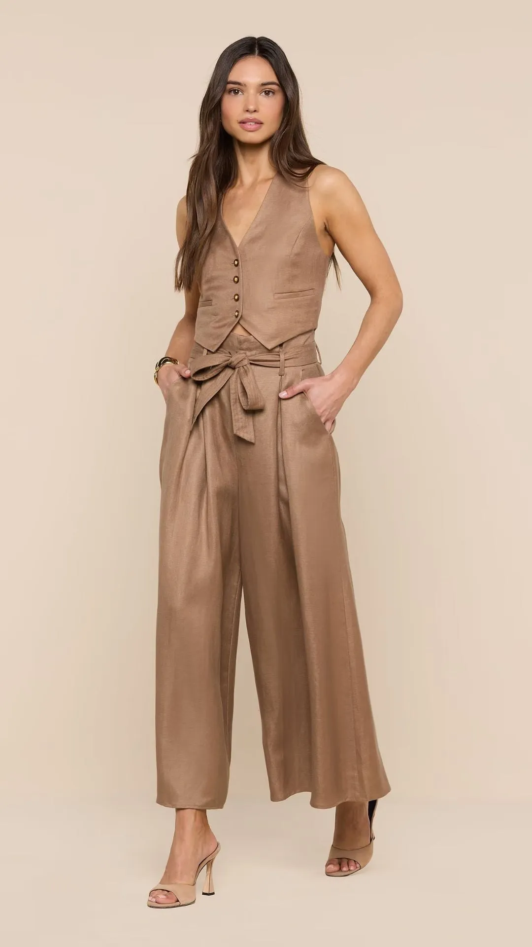Lowen Linen-Blend Pant Barley sold by Isola Rancho Santa Fe