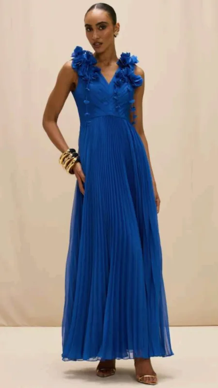 Chiffon Carmen Flowers  Maxi Dress made by PatBO