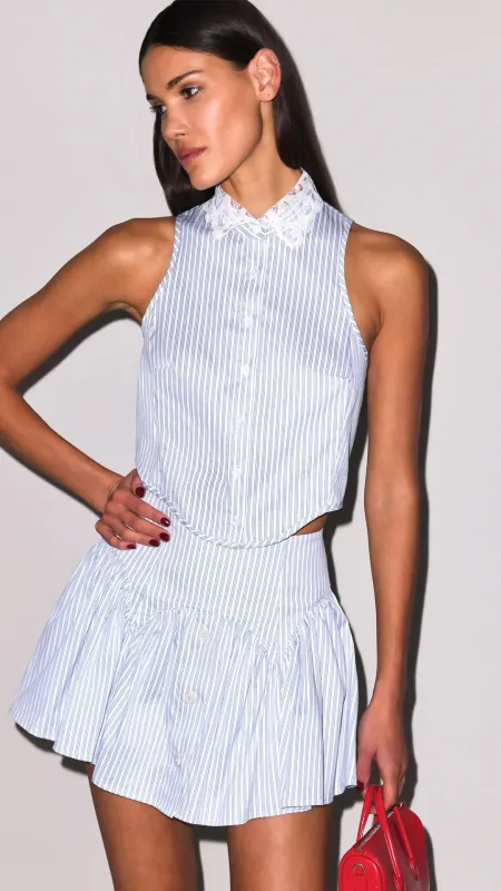 Poplin Garter Skort East Hampton Stripe made by Fleur du Mal