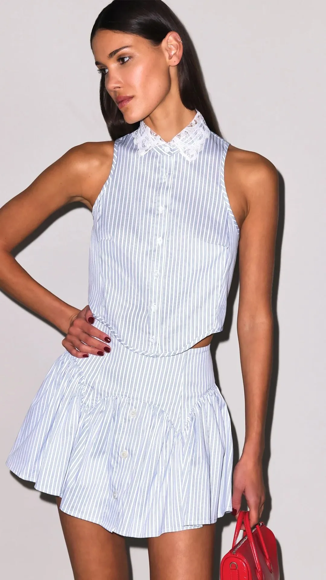 Poplin Garter Skort East Hampton Stripe sold by Isola Rancho Santa Fe