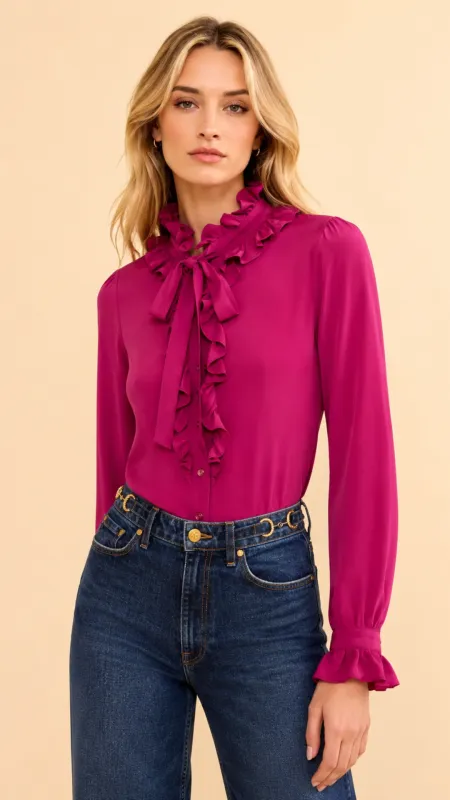 Catroux Long Sleeve Silk Blouse made by Ulla Johnson