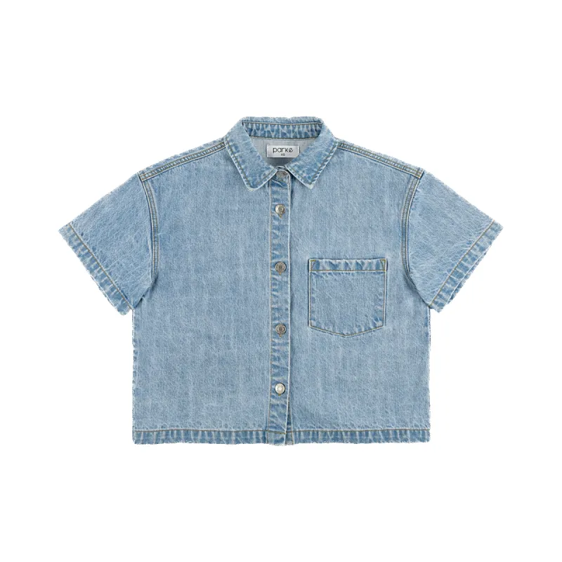 Cropped Short Sleeve Denim Shirt sold by Parke Official