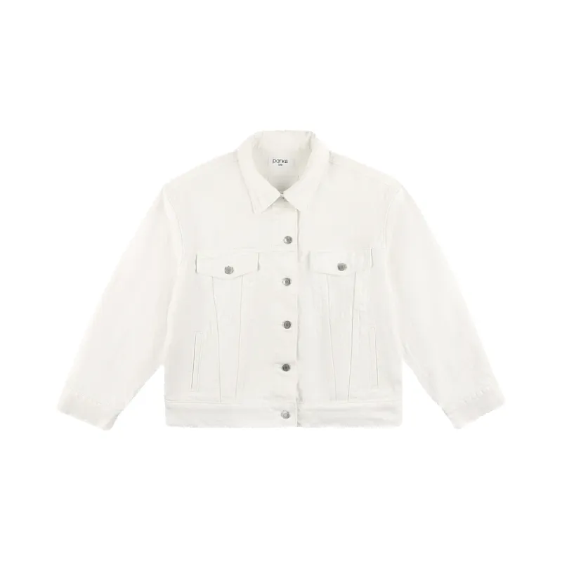 White Oversized Jean Jacket sold by Parke Official