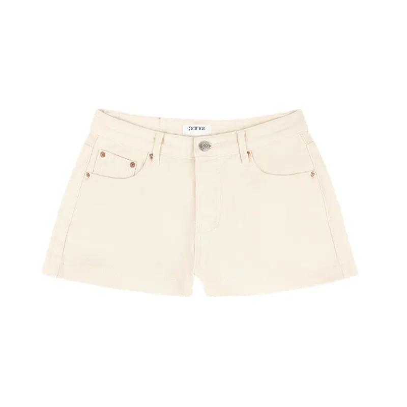 Cream Denim Mini Shorts sold by Parke Official