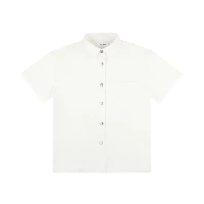 White Short Sleeve Denim Shirt sold by Parke Official