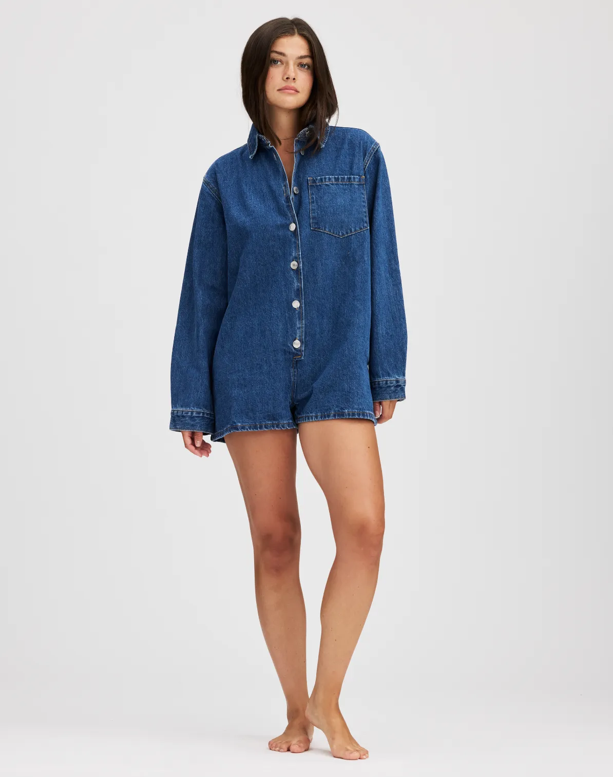 Long Sleeve Denim Romper sold by Parke Official product image thumbnail 4