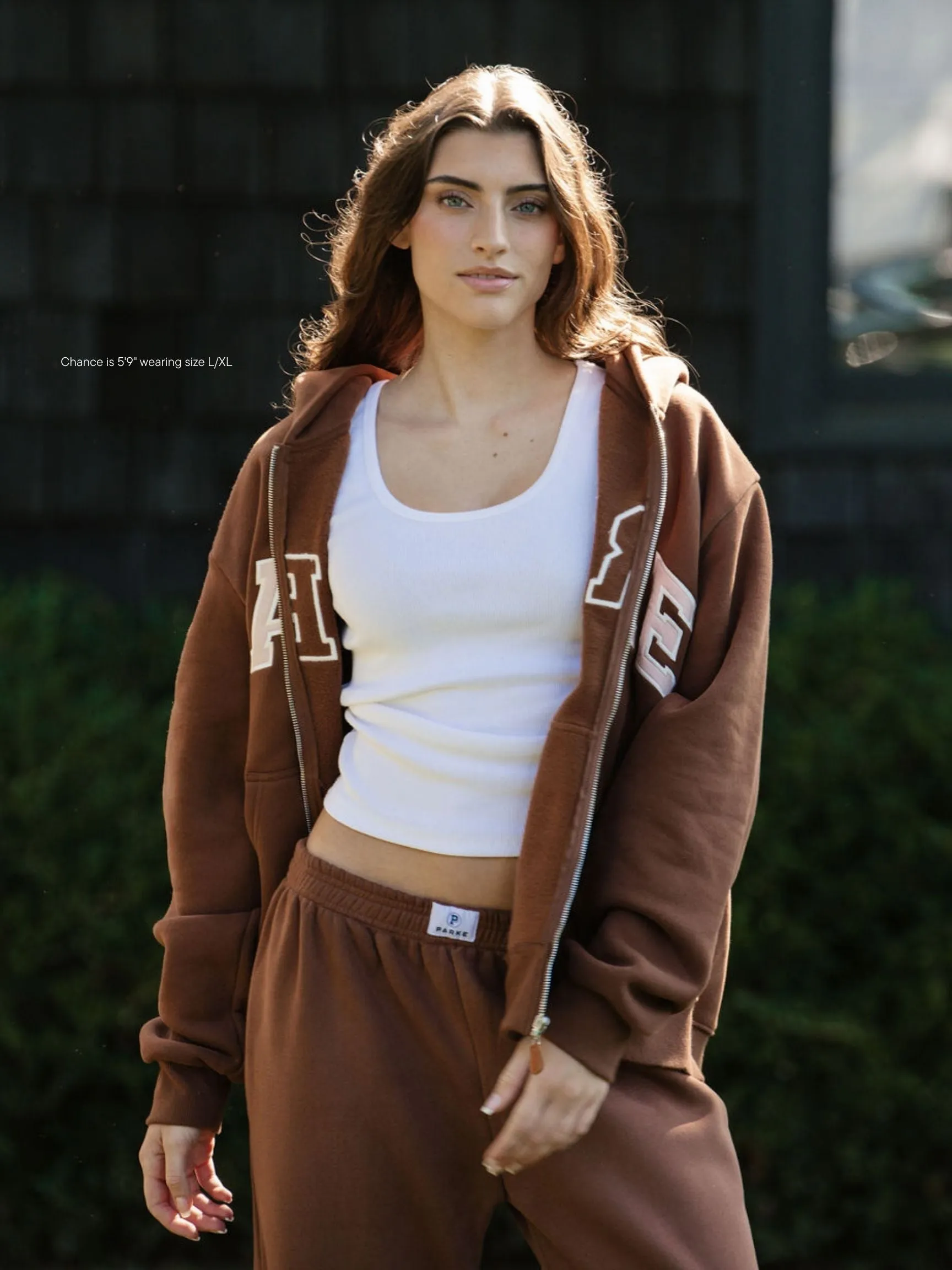Varsity Zip Up Hoodie - Mocha + Rose sold by Parke Official product image thumbnail 3