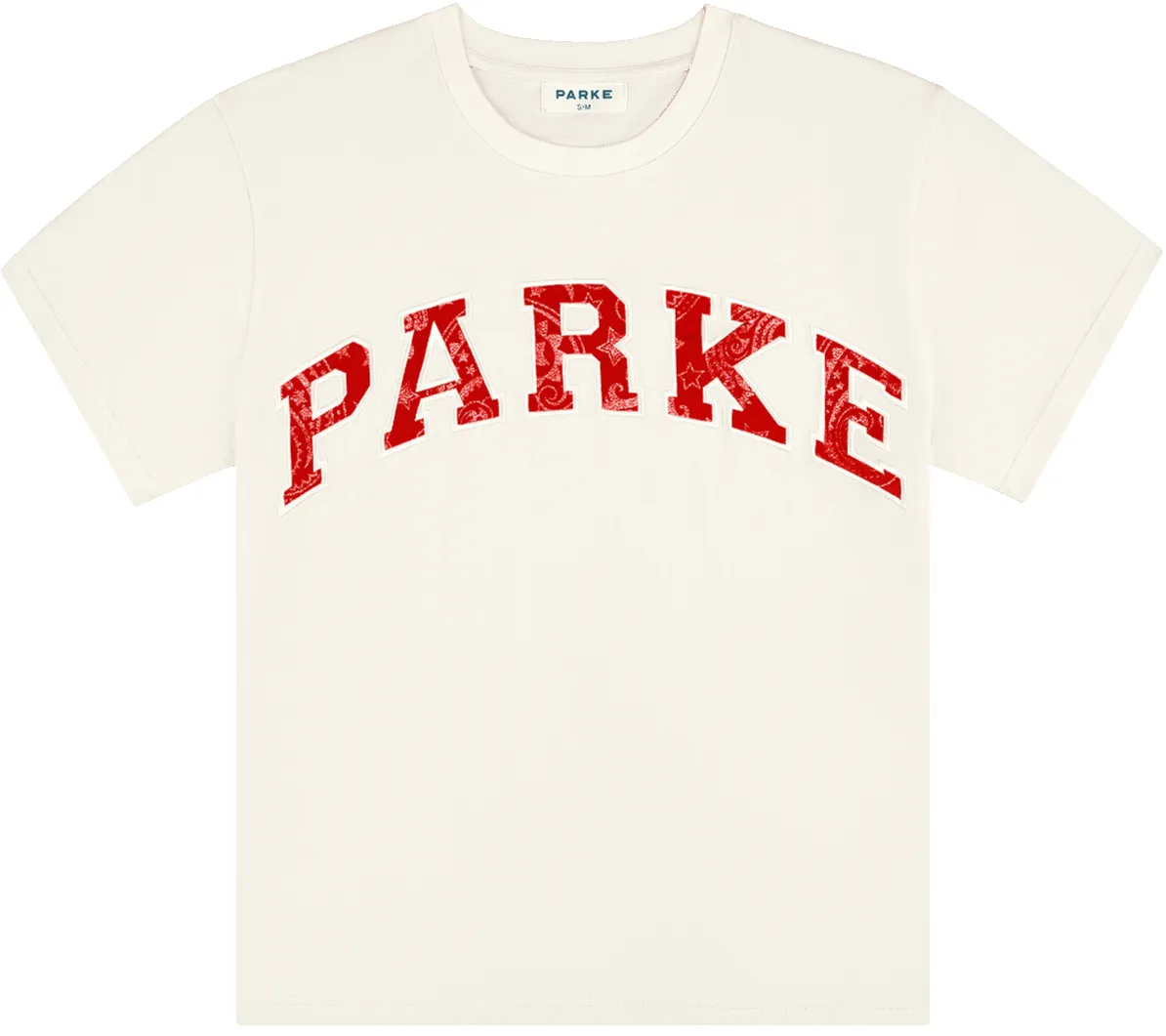 Varsity T-Shirt - Cream Red Paisley sold by Parke Official