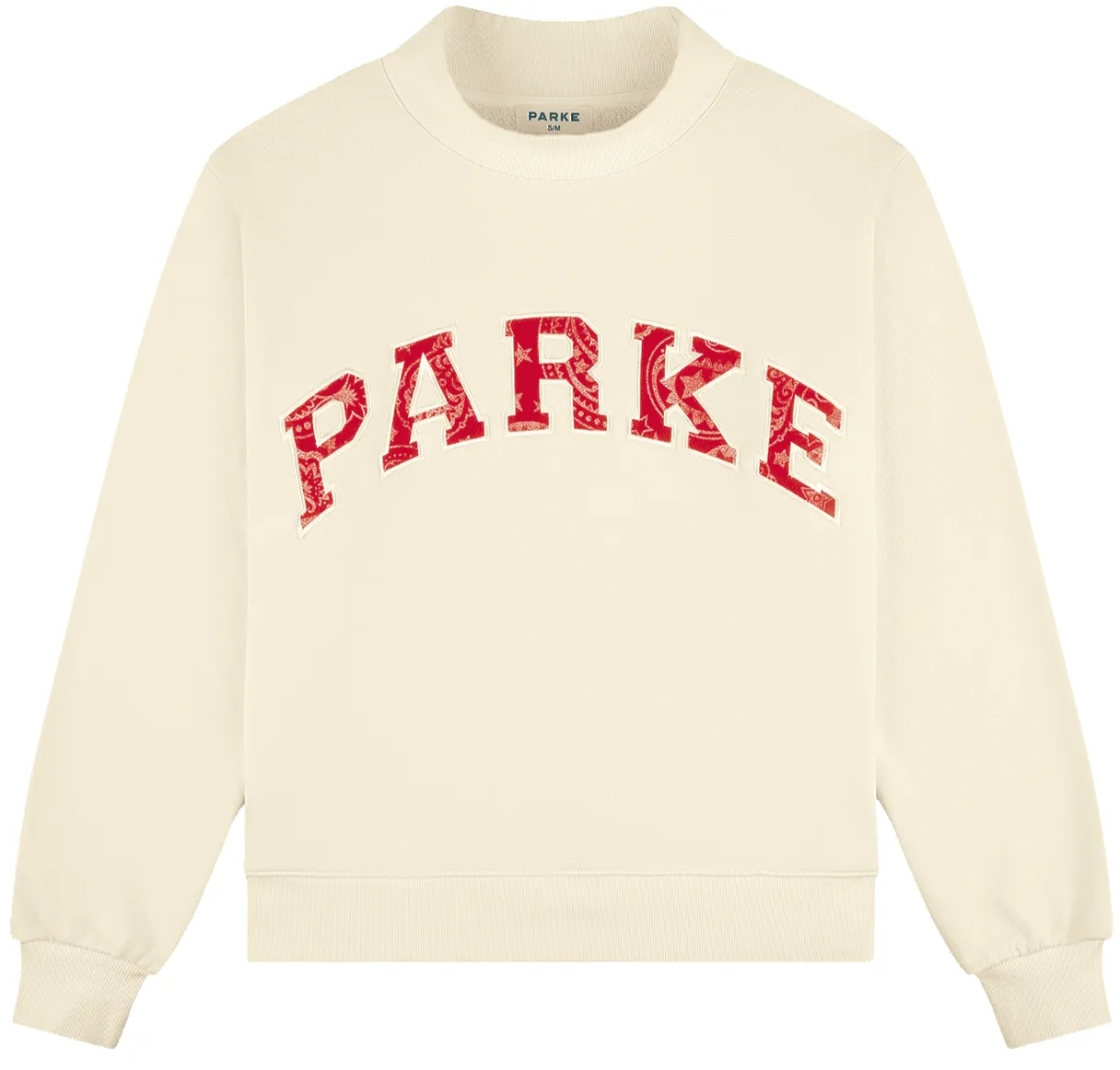 Varsity Mockneck - Cream + Red Paisley sold by Parke Official
