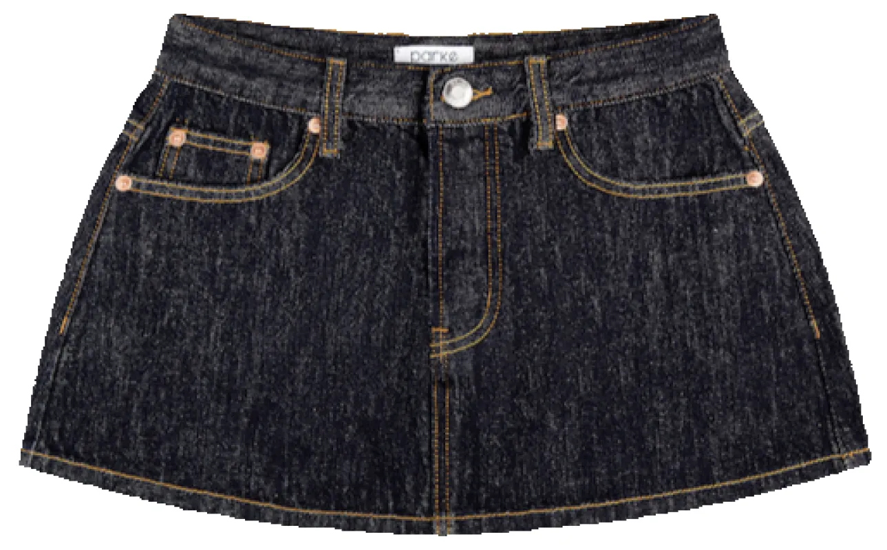 Finished Denim Mini Skirt - Dark Wash sold by Parke Official
