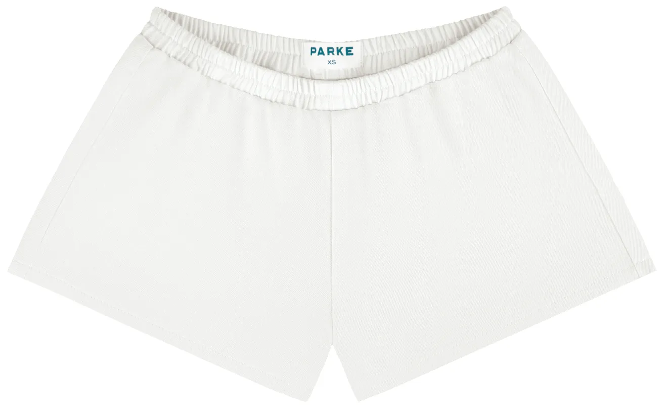 Elastic Denim Short - White sold by Parke Official