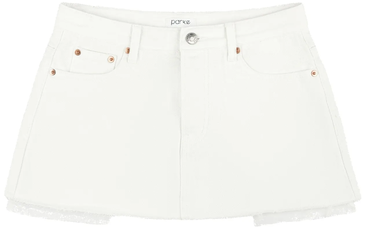 Denim Mini Skirt - White sold by Parke Official