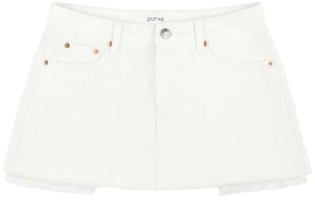 Denim Mini Skirt - White sold by Parke Official