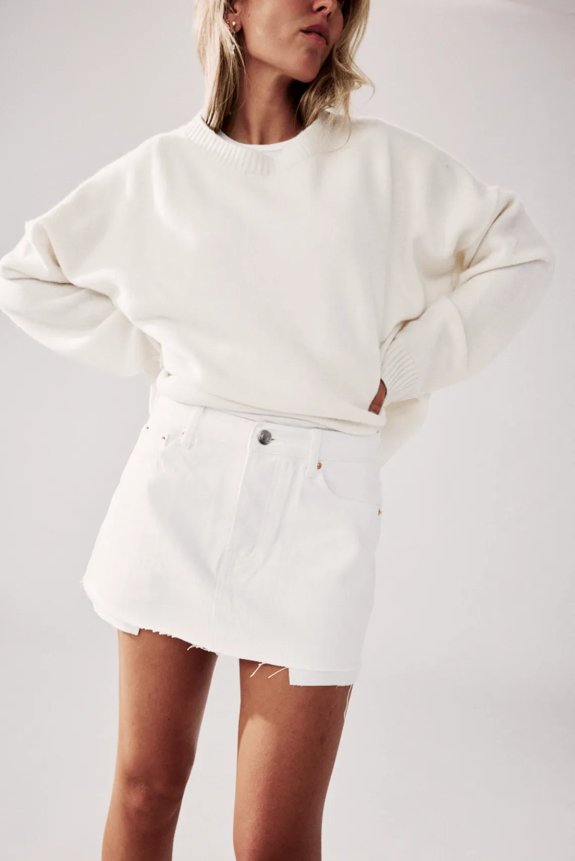 Denim Mini Skirt - White sold by Parke Official product image thumbnail 3