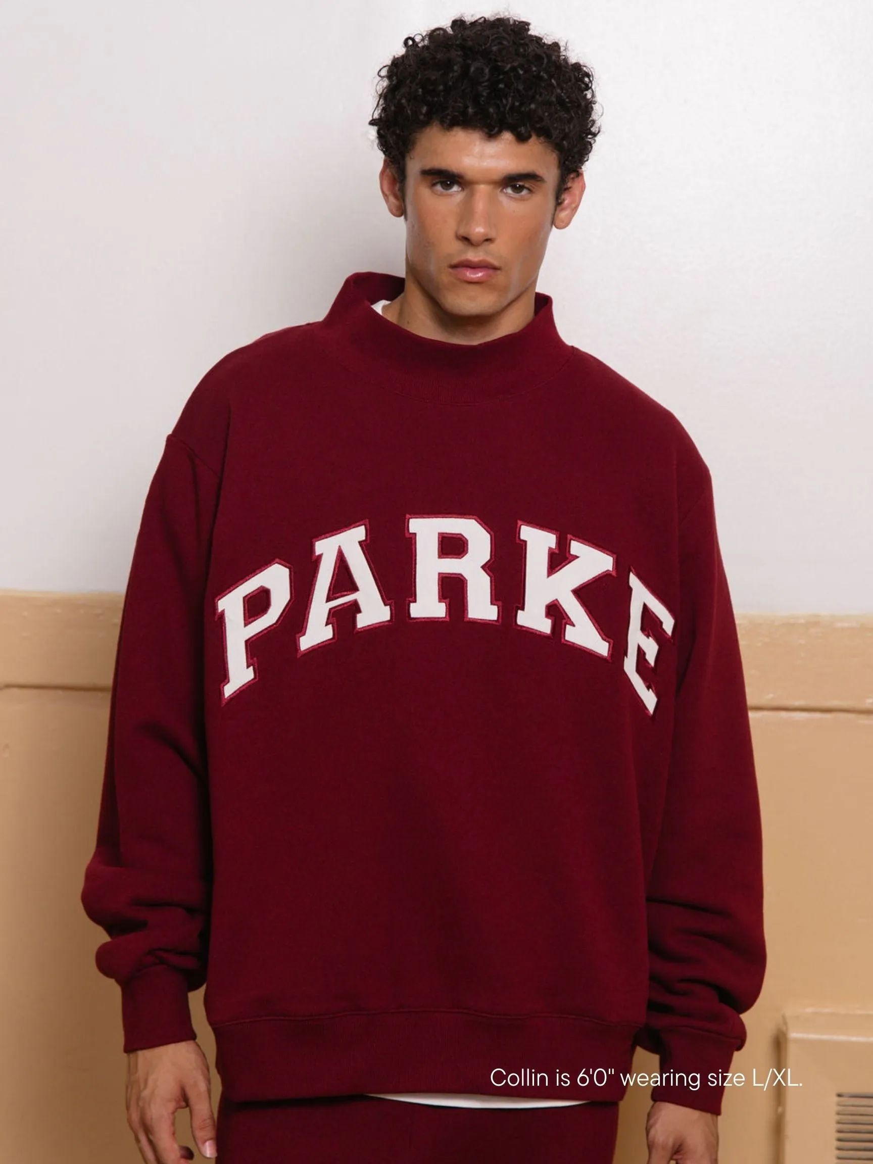 Varsity Mockneck - Maroon + White sold by Parke Official product image thumbnail 3