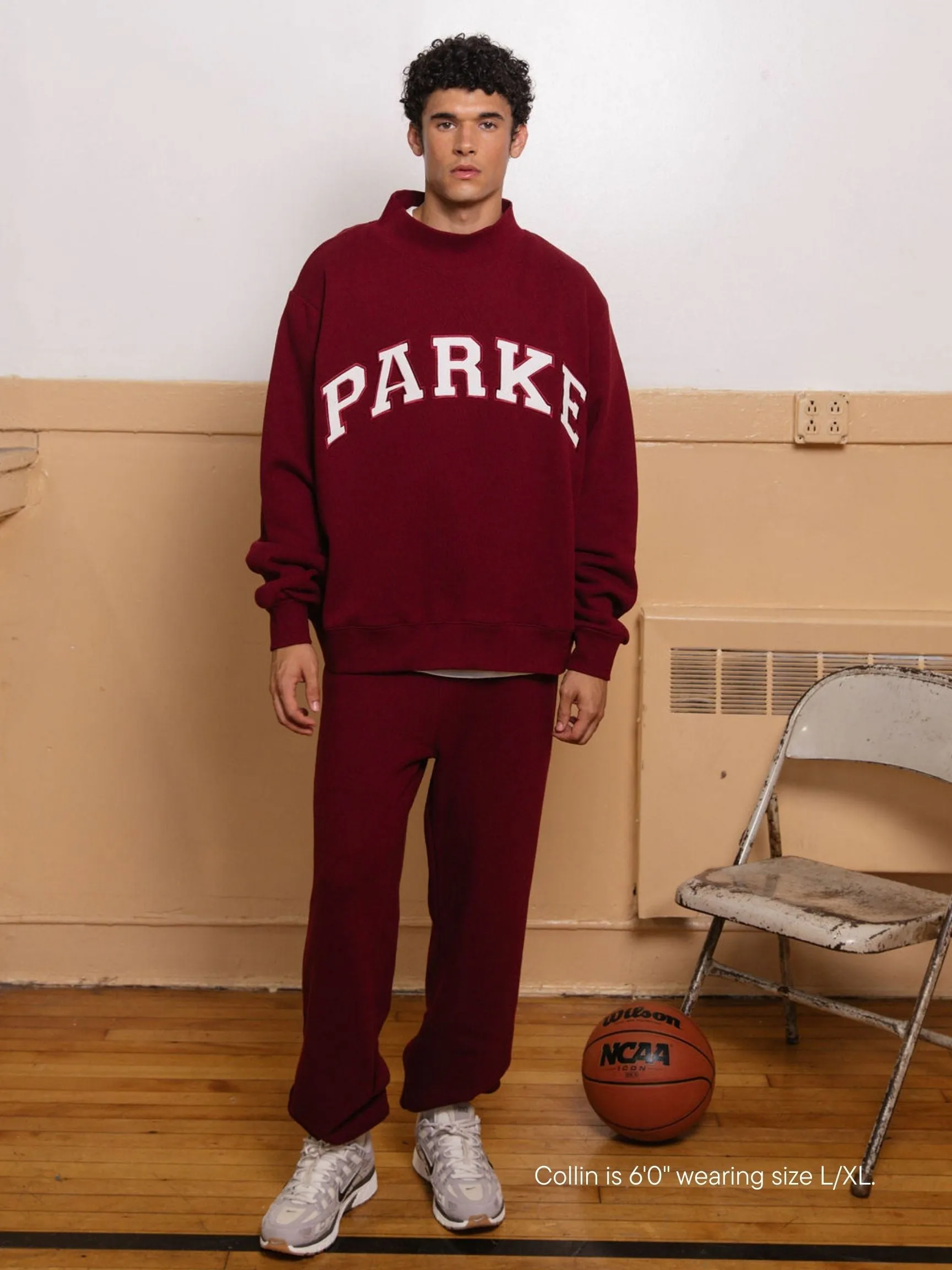 Varsity Mockneck - Maroon + White sold by Parke Official product image thumbnail 2