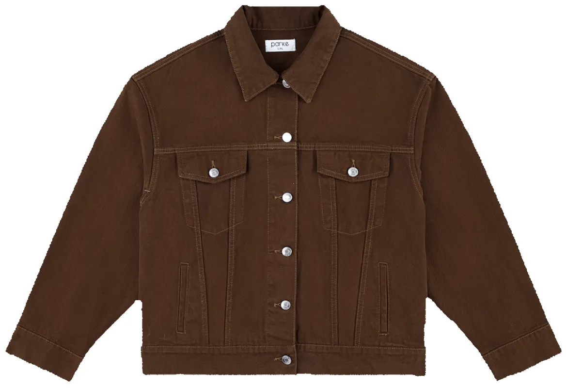Oversized Denim Jacket - Chocolate sold by Parke Official