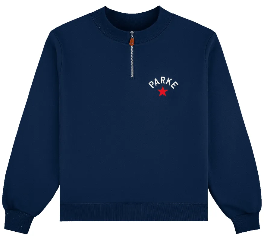 Graphic Quarter Zip Mockneck - Denim made by Parke Official