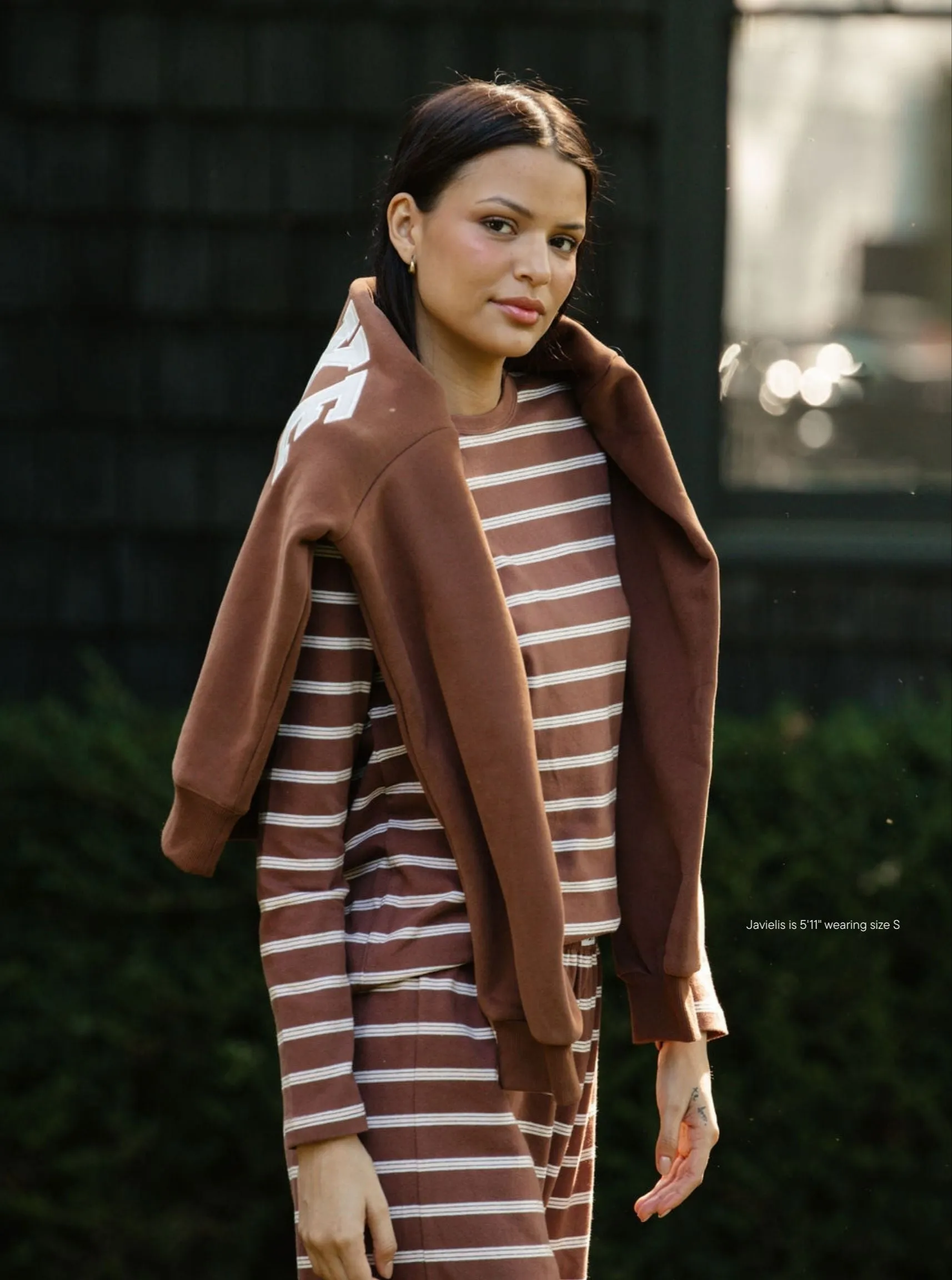 Long Sleeve Striped T-Shirt - Mocha Stripe sold by Parke Official product image thumbnail 3