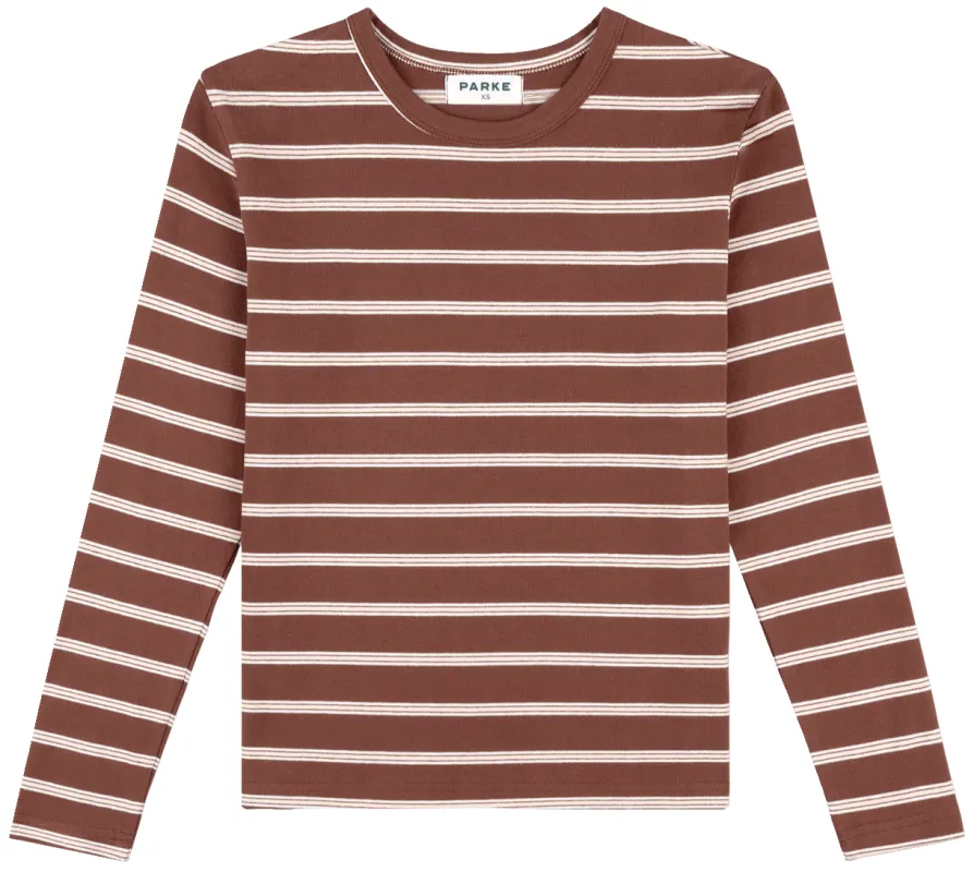 Long Sleeve Striped T-Shirt - Mocha Stripe sold by Parke Official
