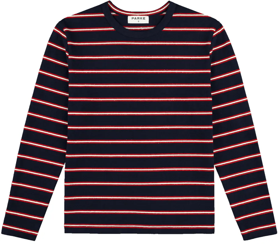 Long Sleeve Striped T-Shirt - Navy Stripe sold by Parke Official