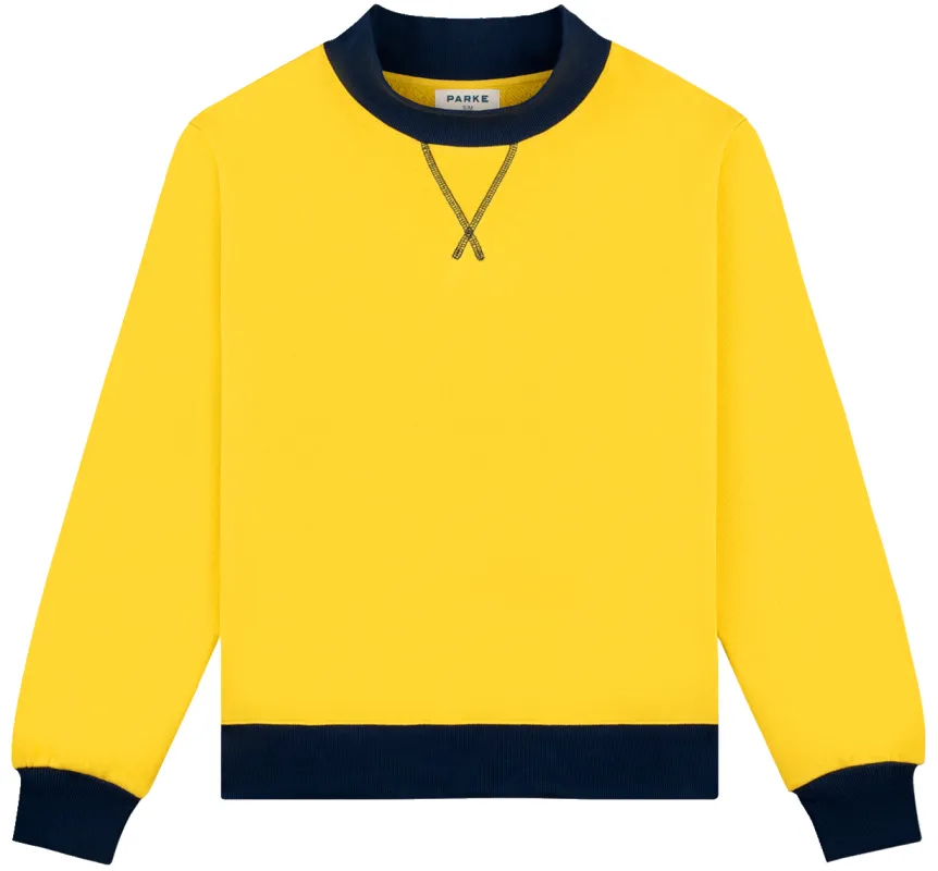 Two Tone Classic Mockneck - Maize + Denim sold by Parke Official