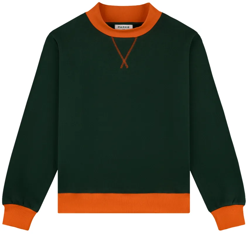 Two Tone Classic Mockneck - Forest + Amber made by Parke Official