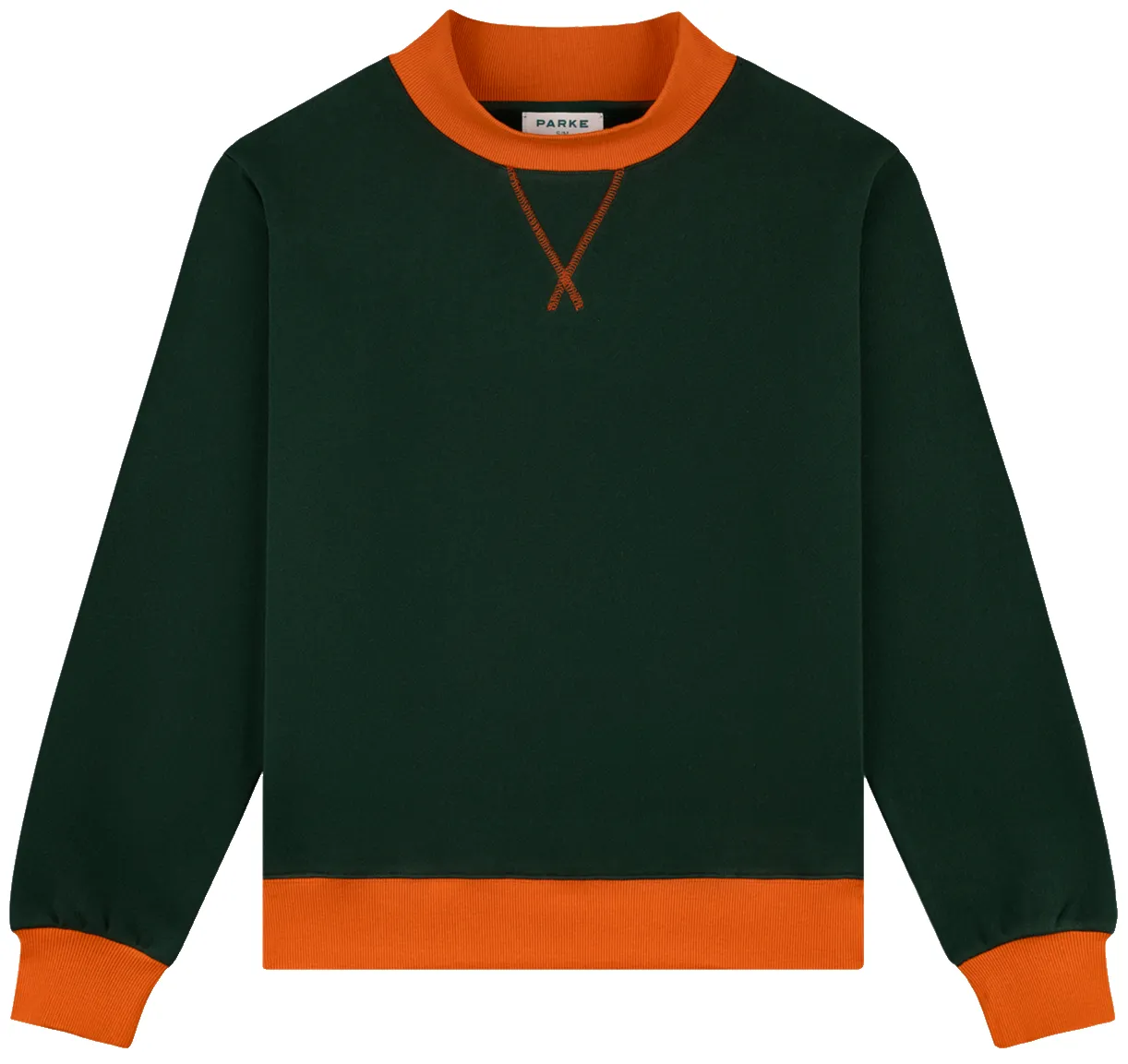 Two Tone Classic Mockneck - Forest + Amber sold by Parke Official