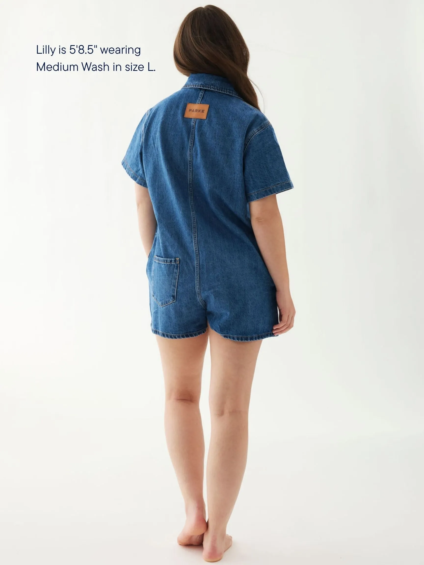 Short Sleeve Denim Romper - Medium Wash sold by Parke Official product image thumbnail 3