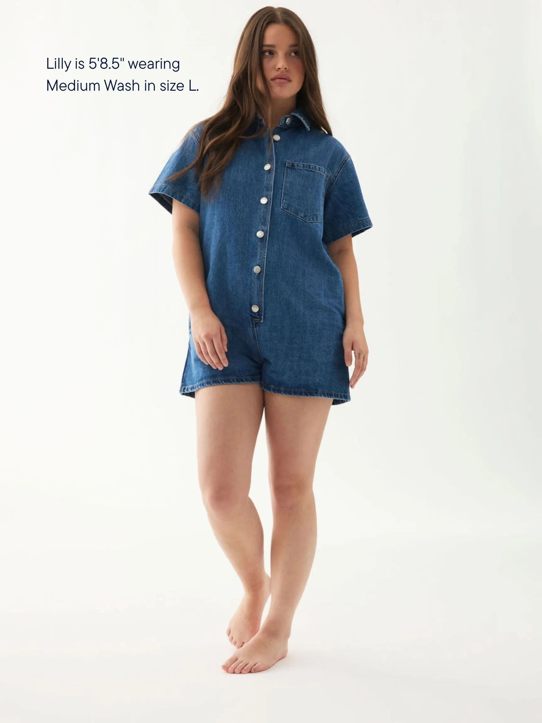 Short Sleeve Denim Romper - Medium Wash sold by Parke Official product image thumbnail 2
