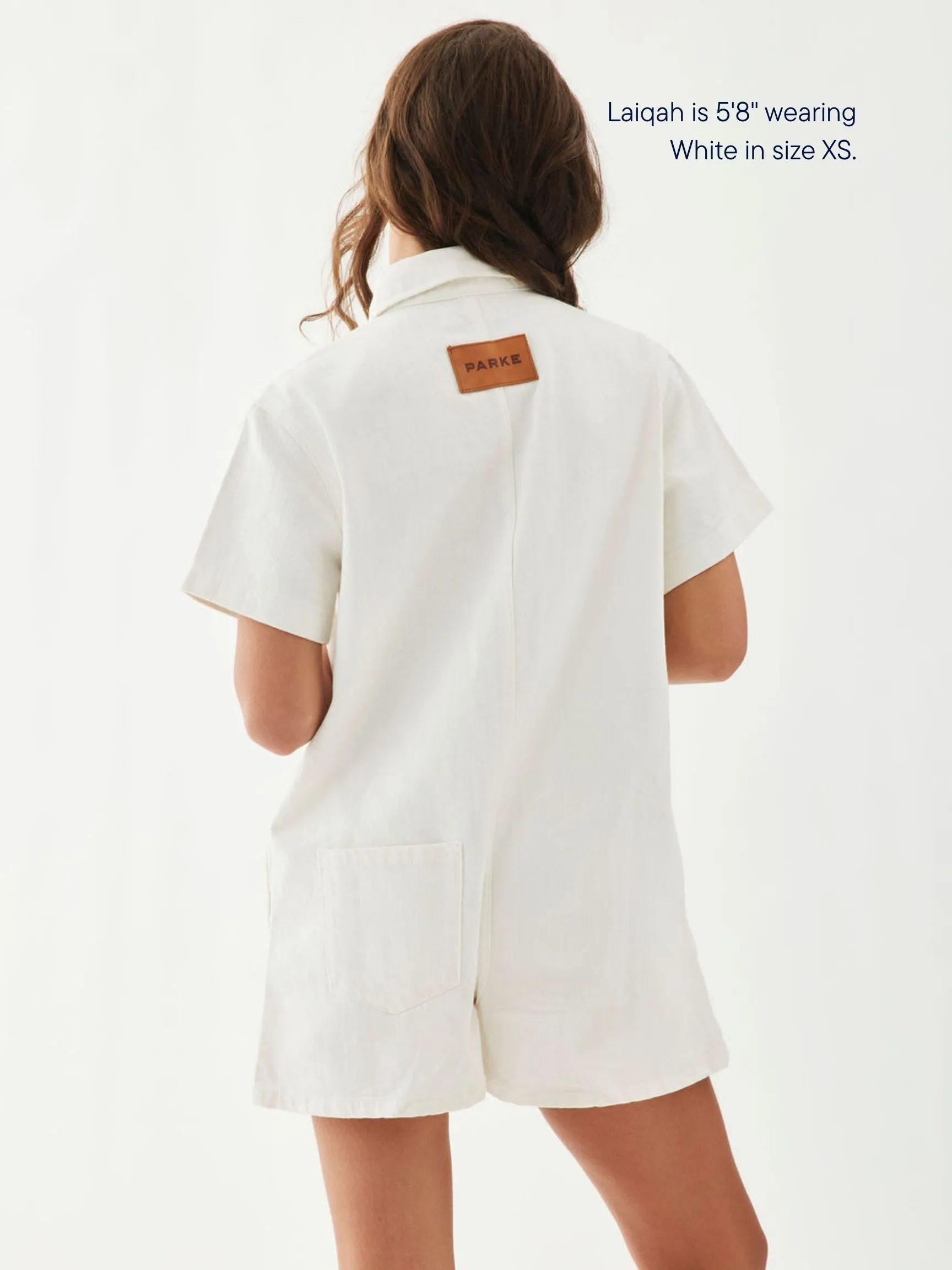 Short Sleeve Denim Romper - White sold by Parke Official product image thumbnail 3