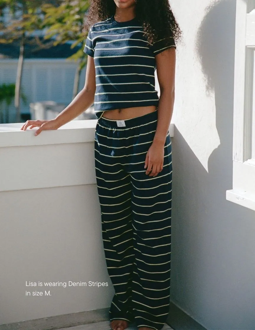 Striped Cotton Boxer Pants - Denim Stripe sold by Parke Official product image thumbnail 2