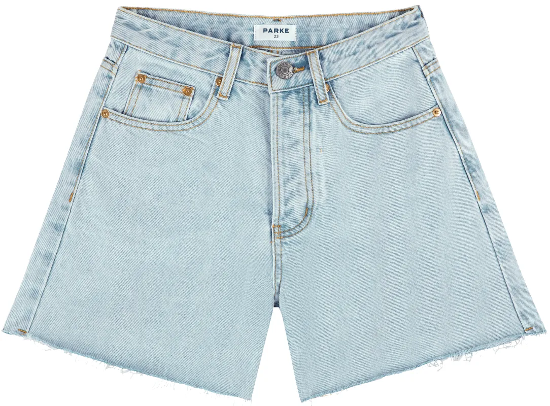 Long Baggy Shorts - Light Wash sold by Parke Official