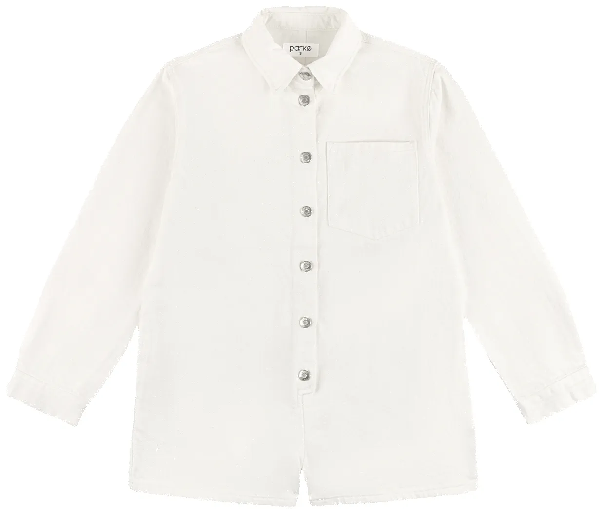 Long Sleeve Denim Romper - White sold by Parke Official